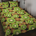 Watercolor Kiwi Pattern Print Quilt Bed Set