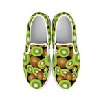 Watercolor Kiwi Pattern Print White Slip On Shoes