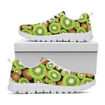 Watercolor Kiwi Pattern Print White Sneakers
