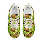 Watercolor Kiwi Pattern Print White Sneakers