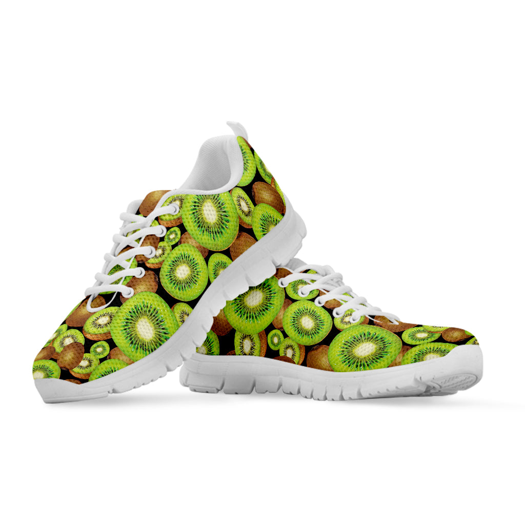 Watercolor Kiwi Pattern Print White Sneakers
