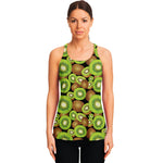 Watercolor Kiwi Pattern Print Women's Racerback Tank Top