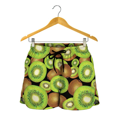 Watercolor Kiwi Pattern Print Women's Shorts