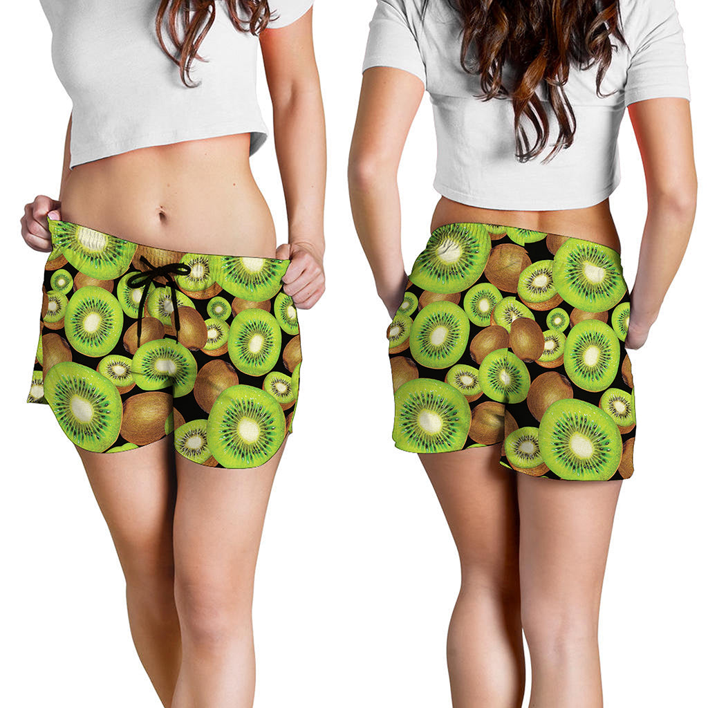 Watercolor Kiwi Pattern Print Women's Shorts