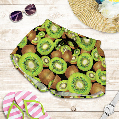 Watercolor Kiwi Pattern Print Women's Shorts