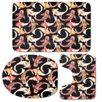 Watercolor Koi Carp Fish Pattern Print 3 Piece Bath Mat Set
