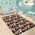 Watercolor Koi Carp Fish Pattern Print Area Rug