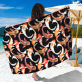 Watercolor Koi Carp Fish Pattern Print Beach Sarong Wrap