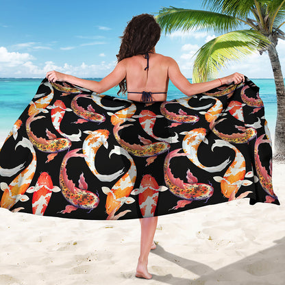 Watercolor Koi Carp Fish Pattern Print Beach Sarong Wrap
