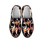 Watercolor Koi Carp Fish Pattern Print Black Slip On Shoes