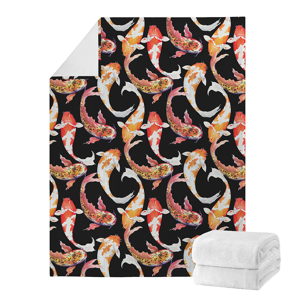Watercolor Koi Carp Fish Pattern Print Blanket