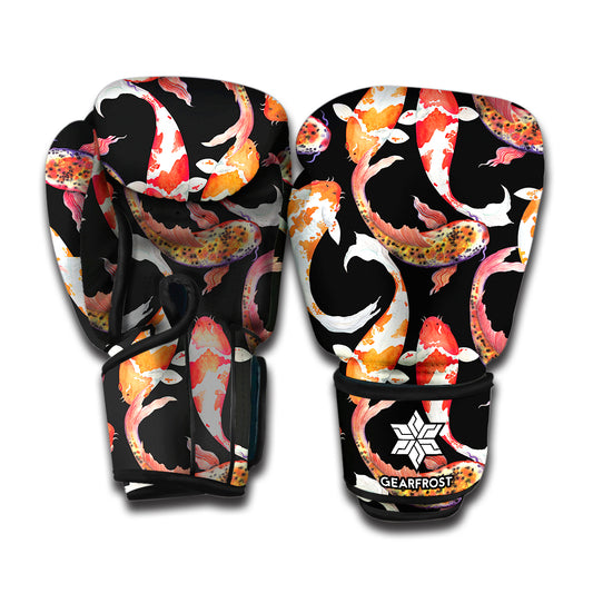 Watercolor Koi Carp Fish Pattern Print Boxing Gloves