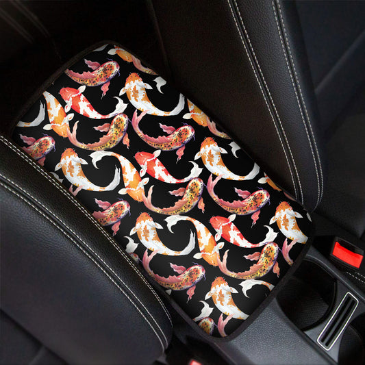 Watercolor Koi Carp Fish Pattern Print Car Center Console Cover
