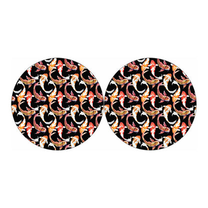 Watercolor Koi Carp Fish Pattern Print Car Coasters