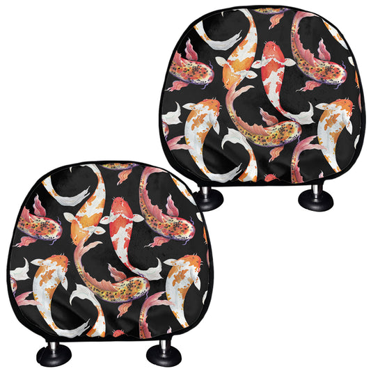 Watercolor Koi Carp Fish Pattern Print Car Headrest Covers