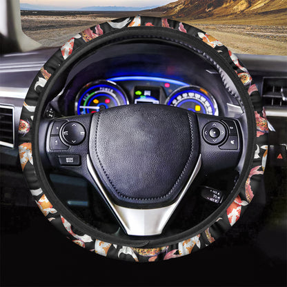 Watercolor Koi Carp Fish Pattern Print Car Steering Wheel Cover