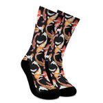 Watercolor Koi Carp Fish Pattern Print Crew Socks