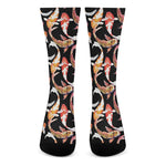 Watercolor Koi Carp Fish Pattern Print Crew Socks