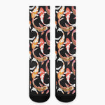 Watercolor Koi Carp Fish Pattern Print Crew Socks