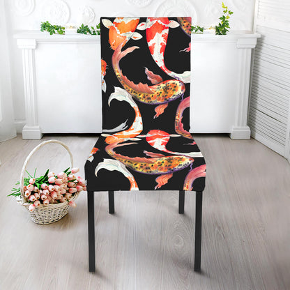 Watercolor Koi Carp Fish Pattern Print Dining Chair Slipcover
