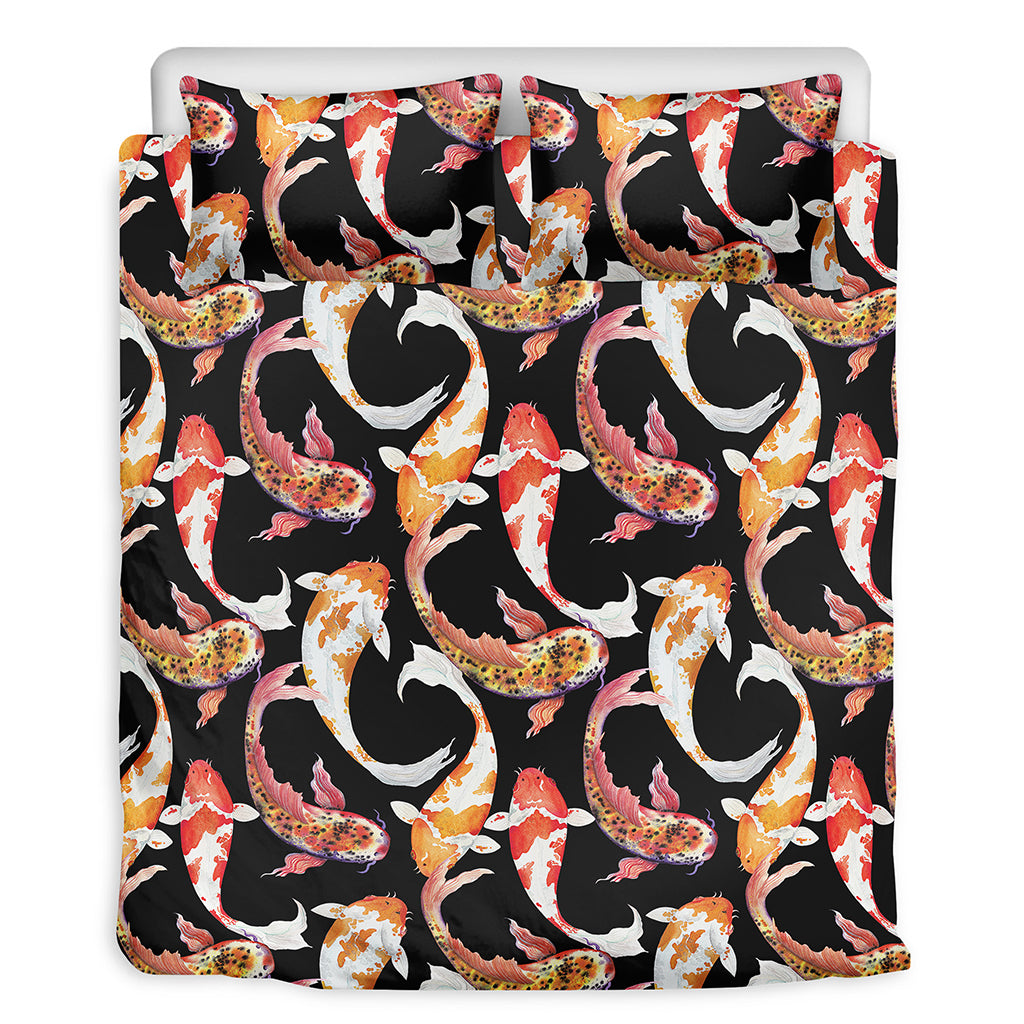 Watercolor Koi Carp Fish Pattern Print Duvet Cover Bedding Set