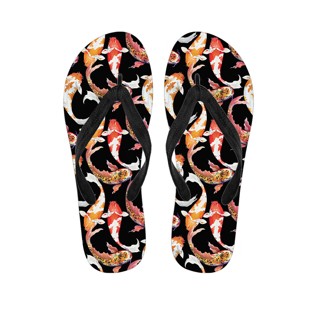 Watercolor Koi Carp Fish Pattern Print Flip Flops