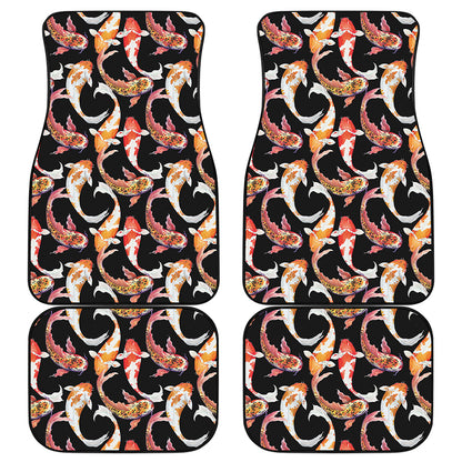 Watercolor Koi Carp Fish Pattern Print Front and Back Car Floor Mats
