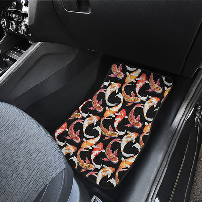Watercolor Koi Carp Fish Pattern Print Front and Back Car Floor Mats