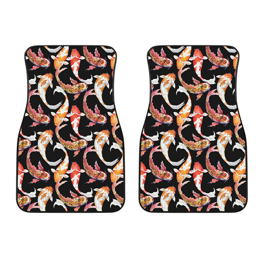 Watercolor Koi Carp Fish Pattern Print Front Car Floor Mats