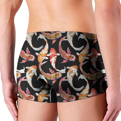 Watercolor Koi Carp Fish Pattern Print Men's Boxer Briefs