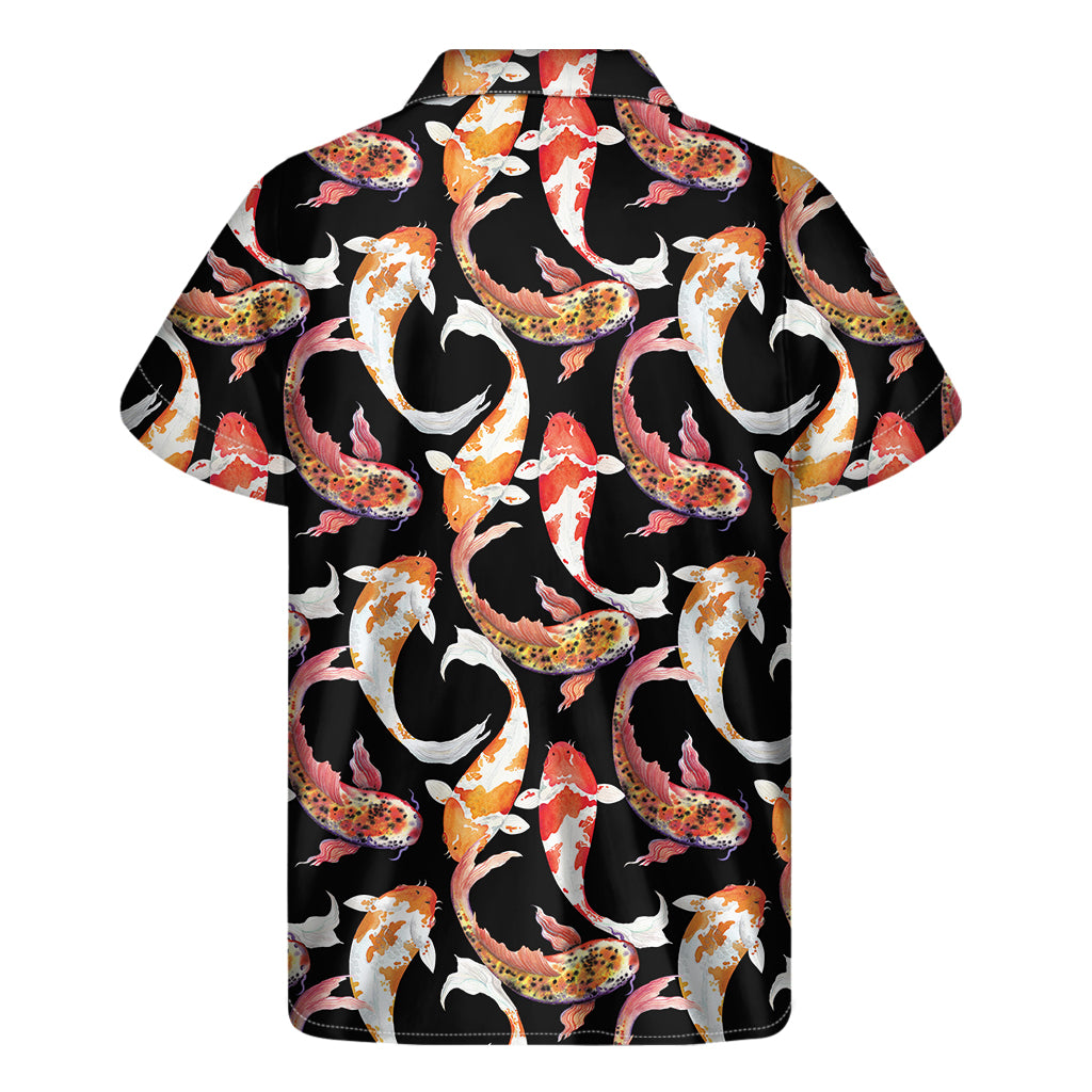 Watercolor Koi Carp Fish Pattern Print Men's Short Sleeve Shirt