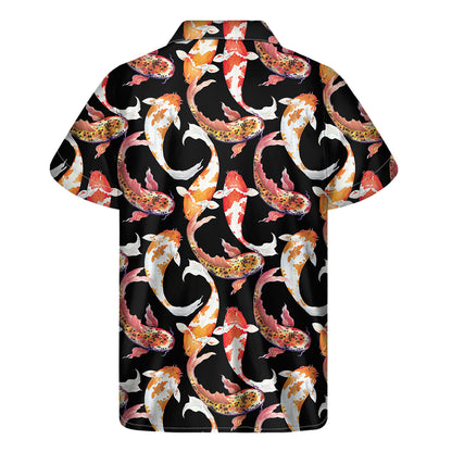 Watercolor Koi Carp Fish Pattern Print Men's Short Sleeve Shirt