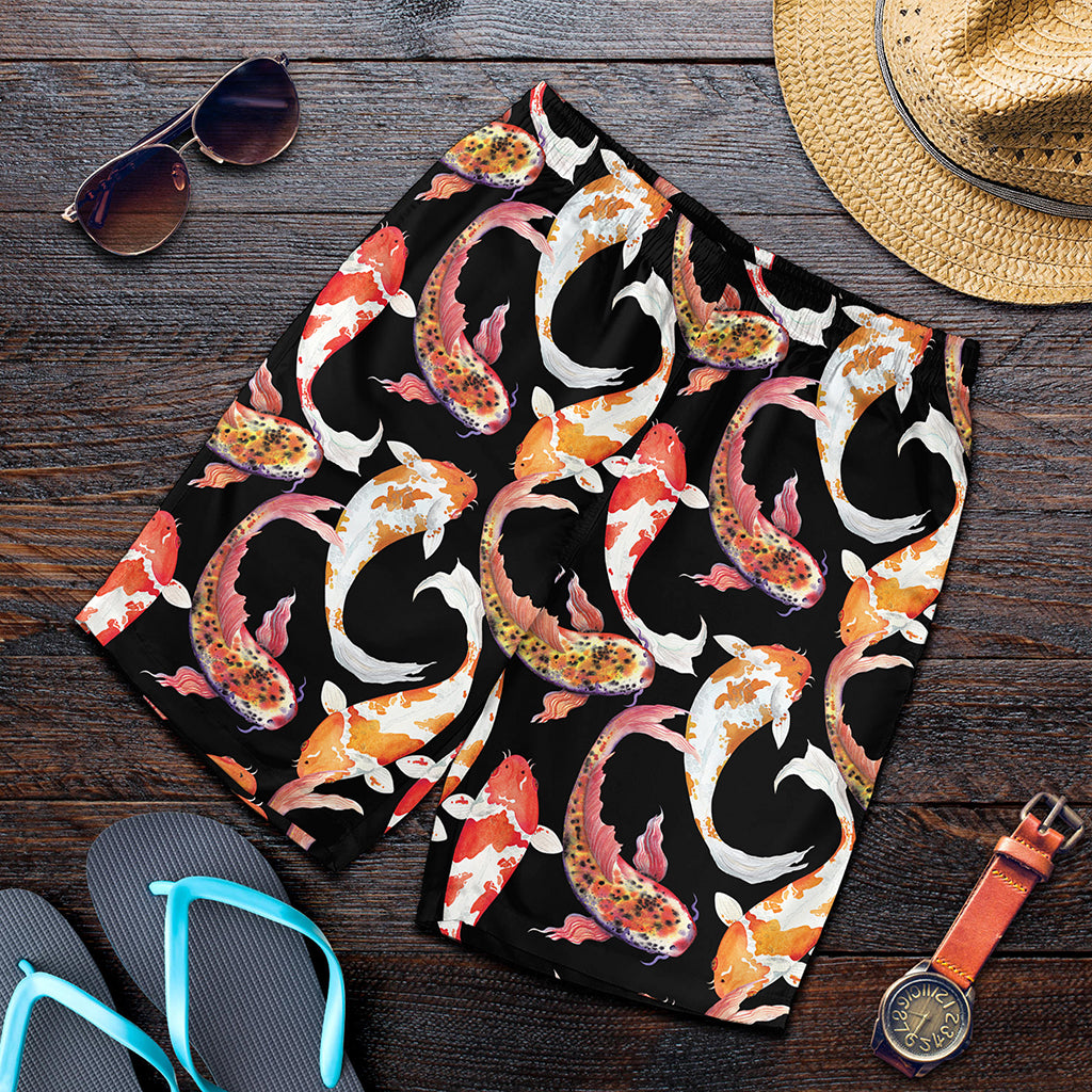 Watercolor Koi Carp Fish Pattern Print Men's Shorts