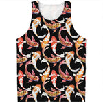 Watercolor Koi Carp Fish Pattern Print Men's Tank Top
