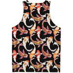 Watercolor Koi Carp Fish Pattern Print Men's Tank Top