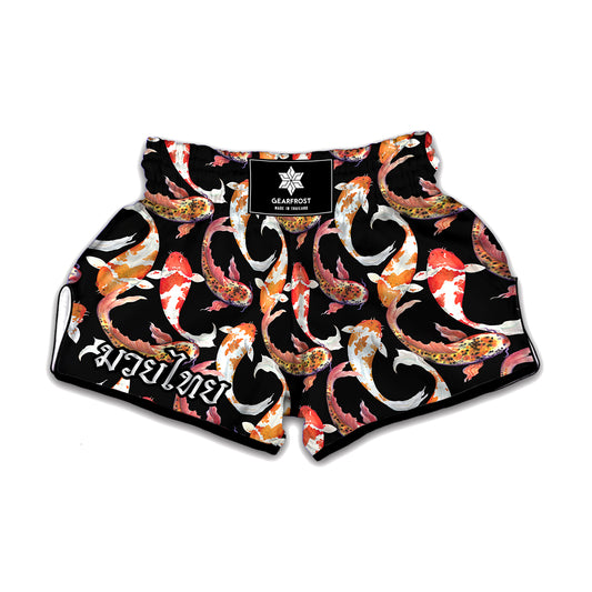 Watercolor Koi Carp Fish Pattern Print Muay Thai Boxing Shorts