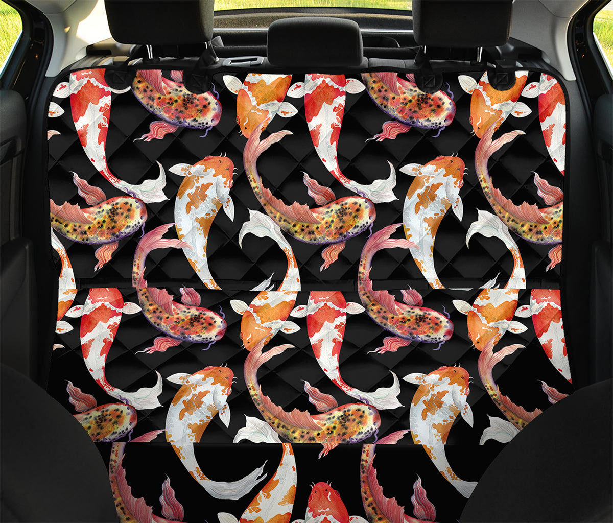 Watercolor Koi Carp Fish Pattern Print Pet Car Back Seat Cover