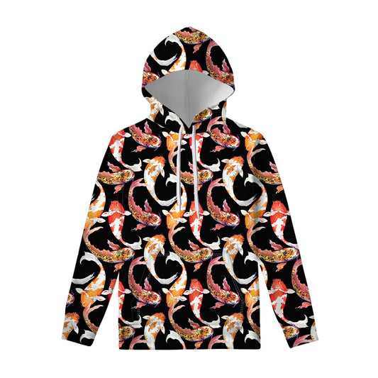 Watercolor Koi Carp Fish Pattern Print Pullover Hoodie