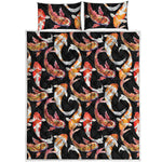 Watercolor Koi Carp Fish Pattern Print Quilt Bed Set