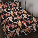 Watercolor Koi Carp Fish Pattern Print Quilt Bed Set