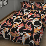 Watercolor Koi Carp Fish Pattern Print Quilt Bed Set