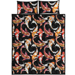 Watercolor Koi Carp Fish Pattern Print Quilt Bed Set