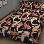 Watercolor Koi Carp Fish Pattern Print Quilt Bed Set