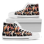 Watercolor Koi Carp Fish Pattern Print White High Top Shoes