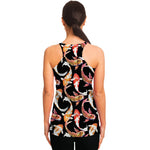 Watercolor Koi Carp Fish Pattern Print Women's Racerback Tank Top