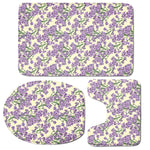 Watercolor Lavender Pattern Print 3 Piece Bath Mat Set