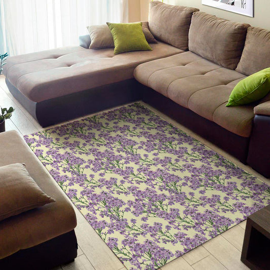 Watercolor Lavender Pattern Print Area Rug