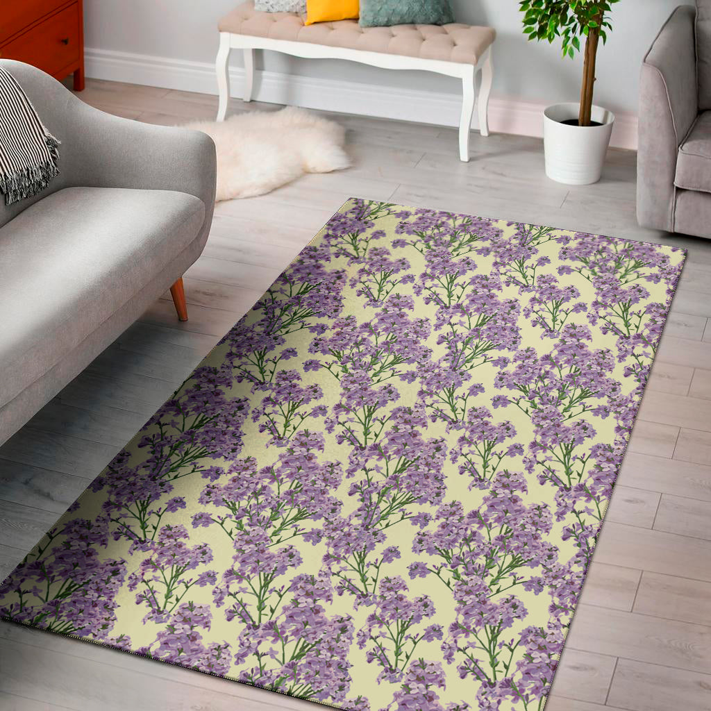 Watercolor Lavender Pattern Print Area Rug