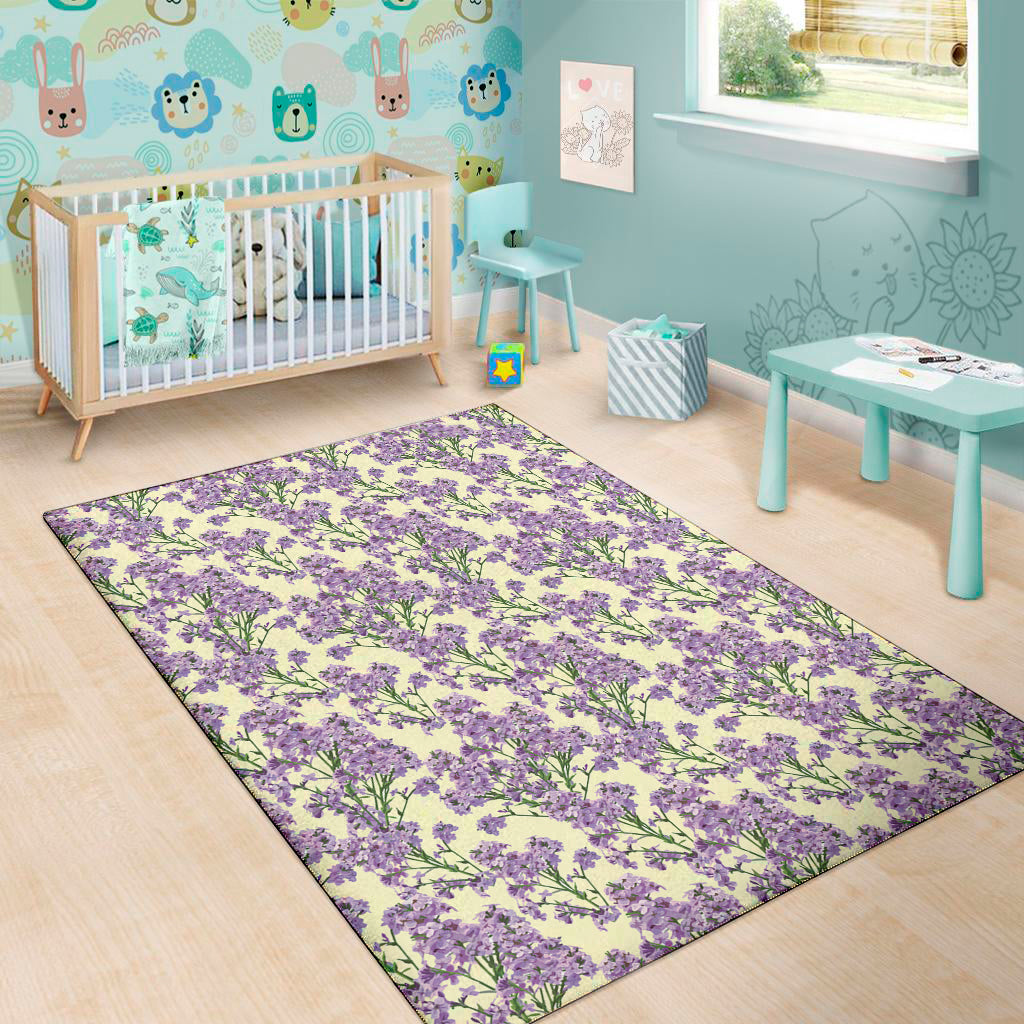 Watercolor Lavender Pattern Print Area Rug