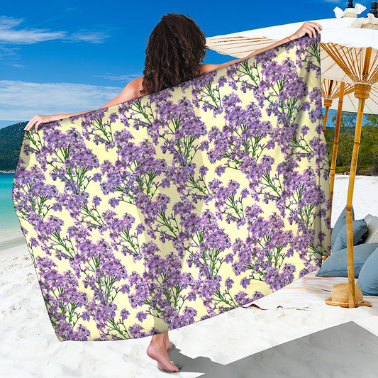 Watercolor Lavender Pattern Print Beach Sarong Wrap